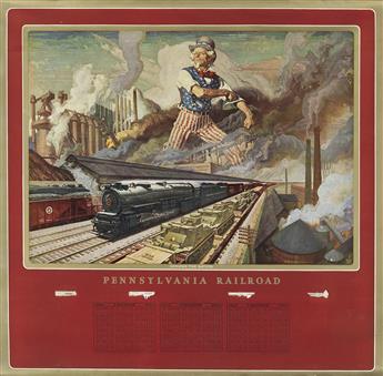 DEAN CORNWELL (1892-1960). PENNSYLVANIA RAILROAD / [WORLD WAR II.] Two calendars. 1942 & 1943. Each 28x28 inches, 71x72 cm. The Osborne